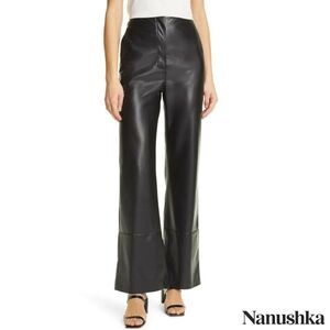 Nanushka **NWT** Ryan Vegan Leather Straight-Leg Pants in Black
